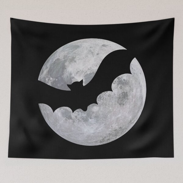 Item preview, Halloween Vibes - Bat Flying Across the Full Moon designed and sold by humnoo.