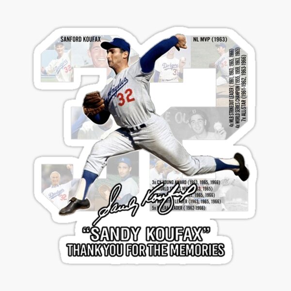Throwback Baseball Jersey #32 Sandy Koufax Jersey White/Cream/Gray