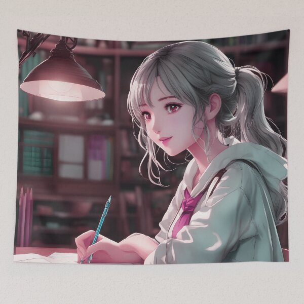 Aperçu de l'œuvre anime girl étudie pour l'école créée et vendue par Mauswohn.
