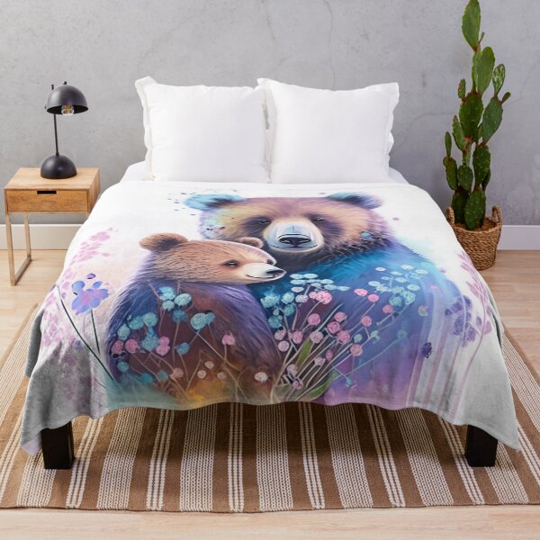 Item preview, Wilderness Warmth: Watercolor depiction of a mother bear and her playful cub designed and sold by byaz3.