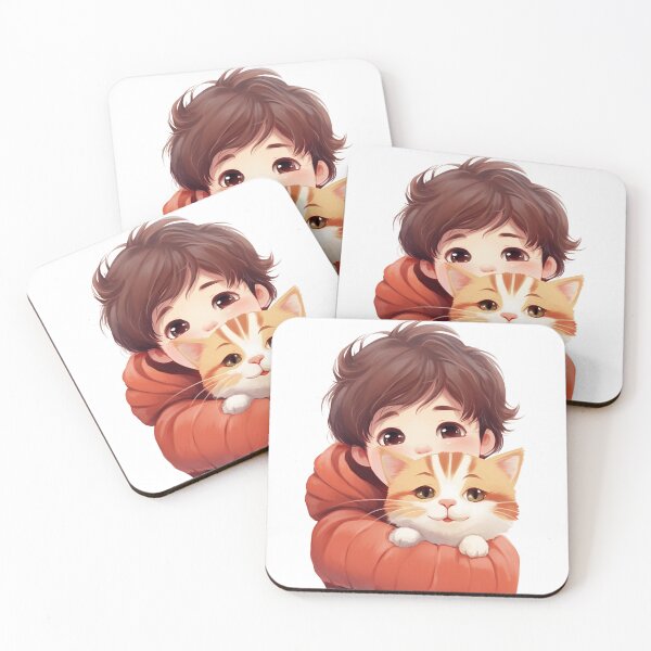 Item preview, cute cat and boy cartoon style designed and sold by PattyStudio.