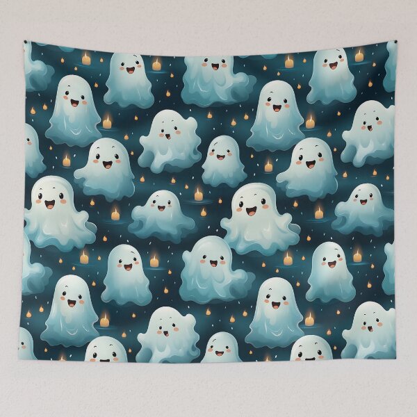 Item preview, Happy Spooky Halloween Ghosts Pattern designed and sold by Hibiskusmond.