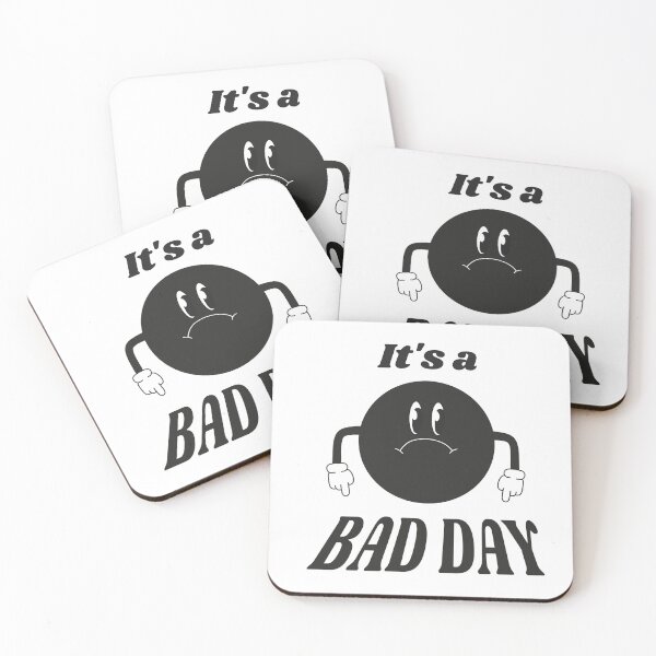 Item preview, it's a bad day  funny quote cute black emoji groovy retro vintage  designed and sold by TNwandesignart.