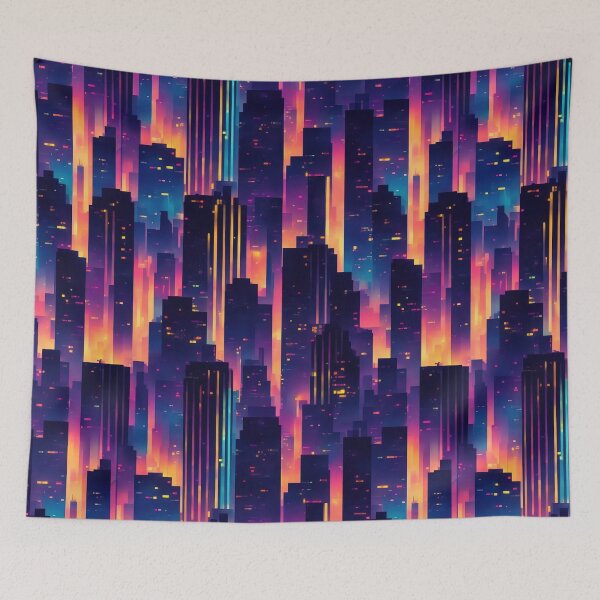 Item preview, Night cityscape, skyscrapers, dazzling lights designed and sold by CoolPixels.