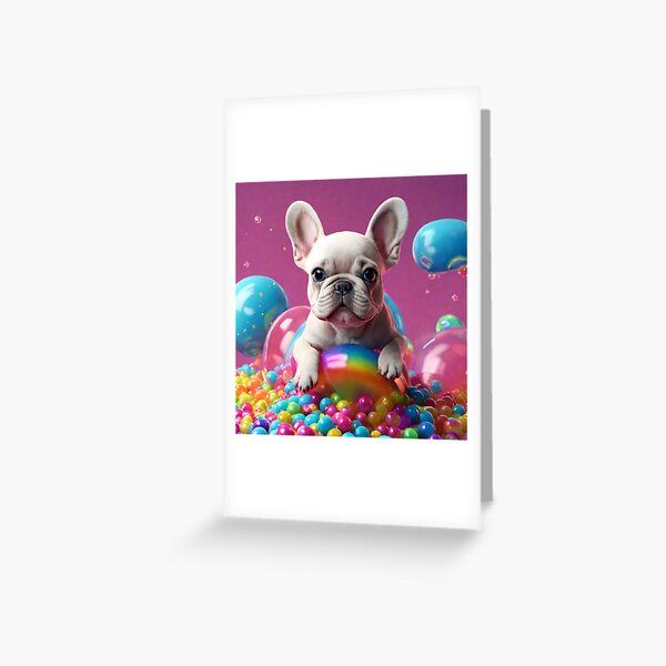 Item preview, Cute white french bulldog playing in a ball pit. designed and sold by DanielLau Creations.