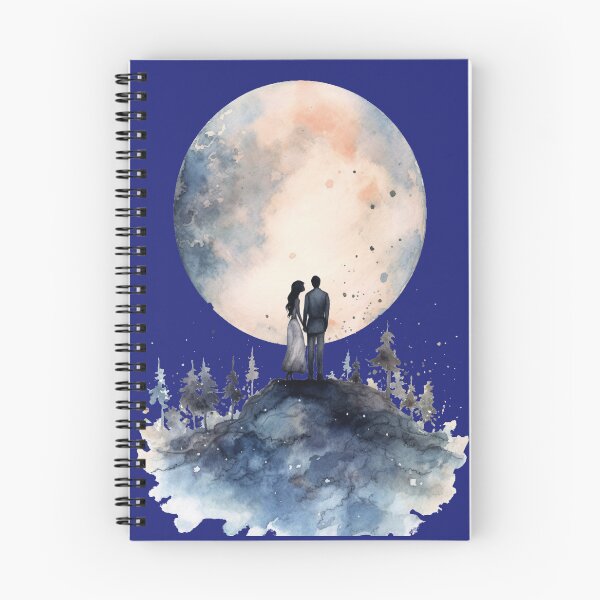 Item preview, A couple in LOVE in the moonlight, watercolor art – 05 designed and sold by MadamPaperHazel.
