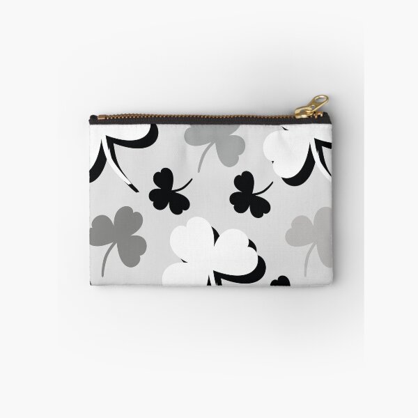 Item preview, silver shamrock, Trefolium, clover, black, white, three shades of silver, endless pattern, Clovers, Saint Patricks Day, irish, black and white vintage designed and sold by bubbley2021.