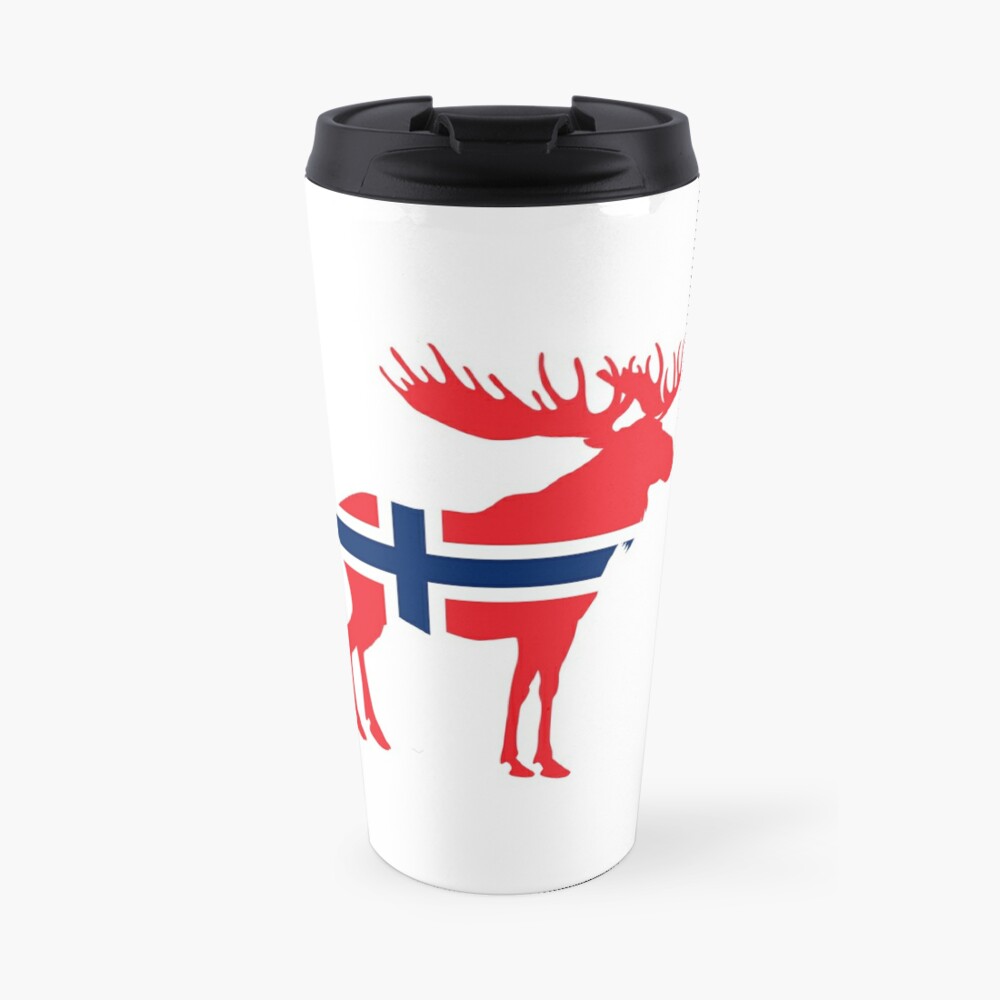 Flag Moose of Norway Travel Coffee Mug