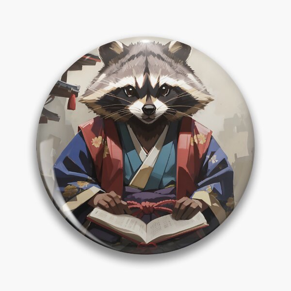 Item preview, Anime Pastel Dream racoon reading while wearing japanese feuda designed and sold by Noblegraphics.