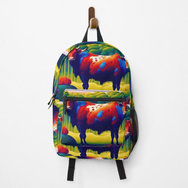 Item preview, Red and blue cow in forest designed and sold by M-Y-A-R-T-.