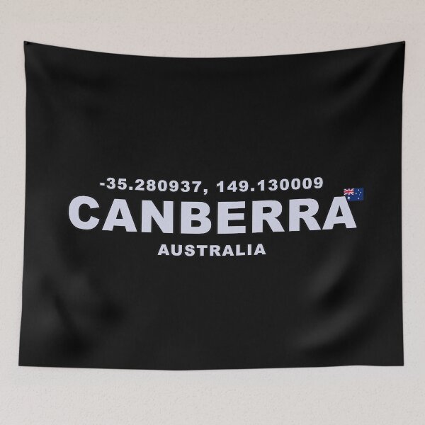 Item preview, Canberra Australia with Coordinates and Small Flag designed and sold by Gevover.