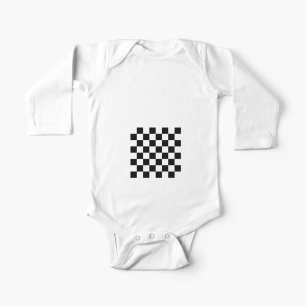 Chess board, chess, board, chessboard, checkerboard, checker, checkers, chequers Long Sleeve Baby One-Piece
