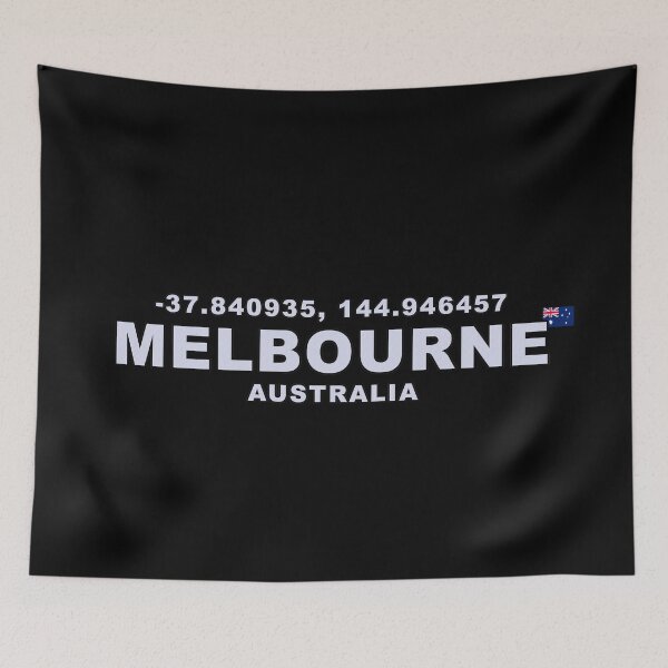 Item preview, Melbourne Australia with Coordinates and Small Flag designed and sold by Gevover.