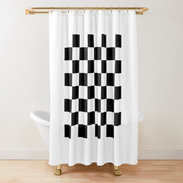 Chess board, chess, board, chessboard, checkerboard, checker, checkers, chequers Shower Curtain