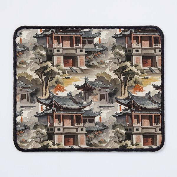 Item preview, A group of chinese buildings with trees. designed and sold by VintagesRevival.