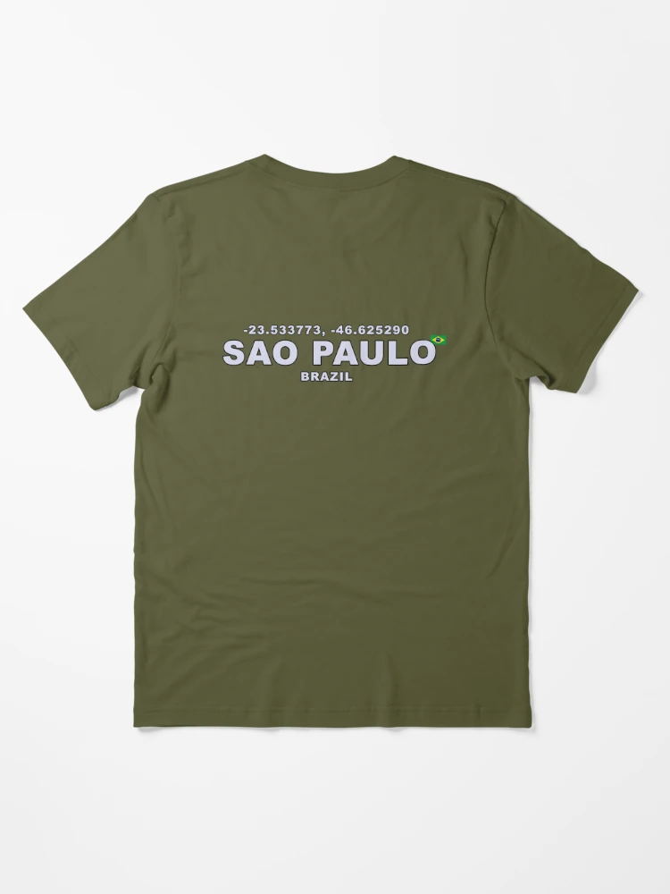 Sao Paulo Brazil with Coordinates and Small Flag Essential T