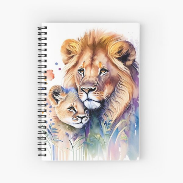 Item preview, Maternal Charm: Watercolor depiction of a lion with its lion cub designed and sold by byaz3.