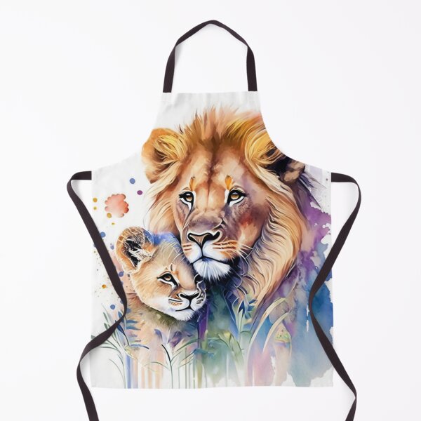 Item preview, Maternal Charm: Watercolor depiction of a lion with its lion cub designed and sold by byaz3.