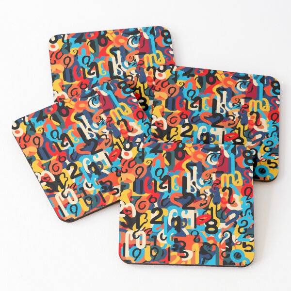 Item preview, Colorful fantasy pattern blue yellow orange red black ornaments numbers designed and sold by G-M-Designs.