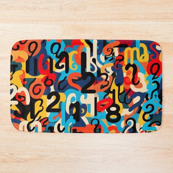 Item preview, Colorful fantasy pattern blue yellow orange red black ornaments numbers designed and sold by G-M-Designs.