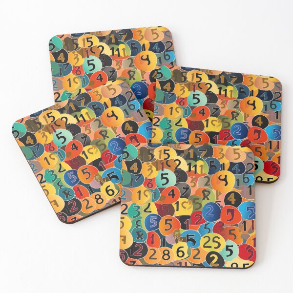 Item preview, Colorful fantasy pattern blue yellow orange green red black ornament numbers designed and sold by G-M-Designs.
