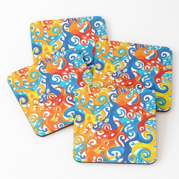Item preview, Colorful fantasy pattern blue yellow orange red ornament lines designed and sold by G-M-Designs.