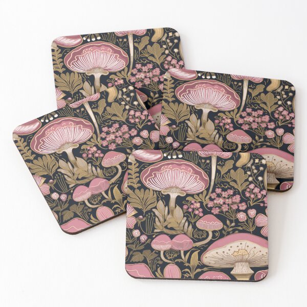 Item preview, Whimsical Pink Magic Mushrooms Art designed and sold by meggydesigns.