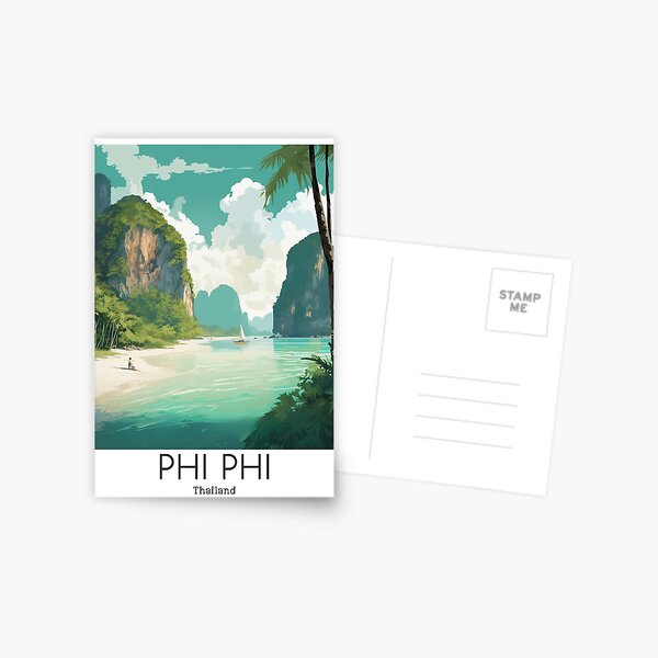 Item preview, A Vintage Travel Illustration of Phi Phi - Thailand designed and sold by GoodOldVintage.