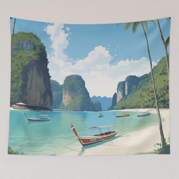 Item preview, A Vintage Travel Illustration of Phi Phi - Thailand designed and sold by GoodOldVintage.