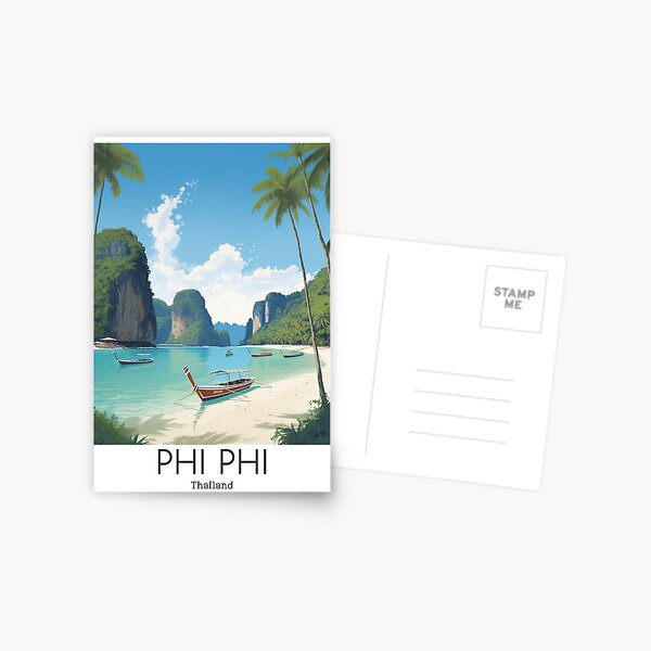 Item preview, A Vintage Travel Illustration of Phi Phi - Thailand designed and sold by GoodOldVintage.