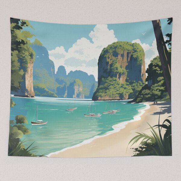 Item preview, A Vintage Travel Illustration of Phi Phi - Thailand designed and sold by GoodOldVintage.