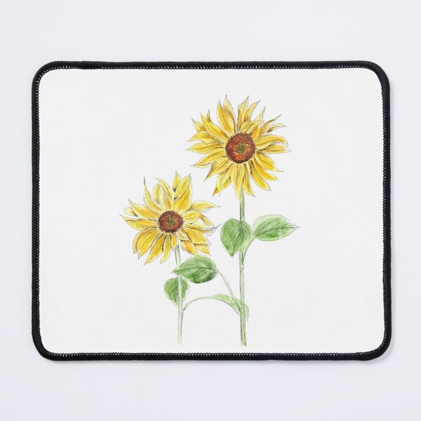 Item preview, 2 yellow sunflowers ink and watercolor hand painted  designed and sold by SelenePaintings .