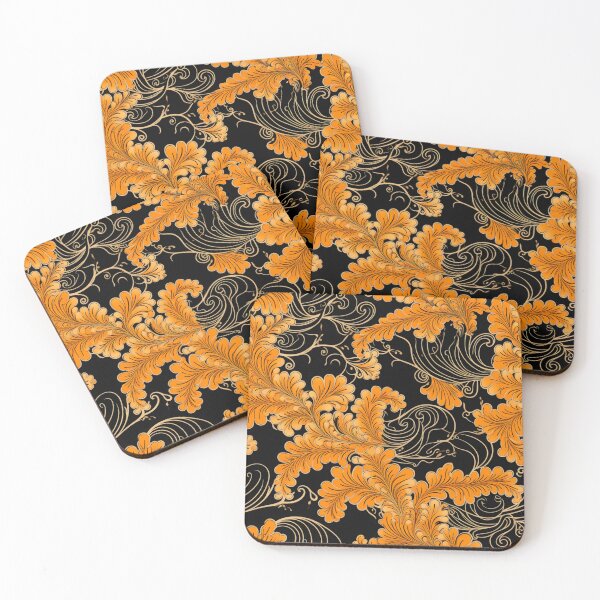 Artikelvorschau, Buntes Fantasiemuster orange schwarz Ornamente Spitzenmuster entworfen und verkauft von G-M-Designs.