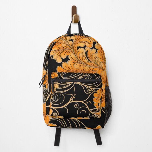 Artikelvorschau, Buntes Fantasiemuster orange schwarz  Ornamente Spitzenmuster entworfen und verkauft von G-M-Designs.