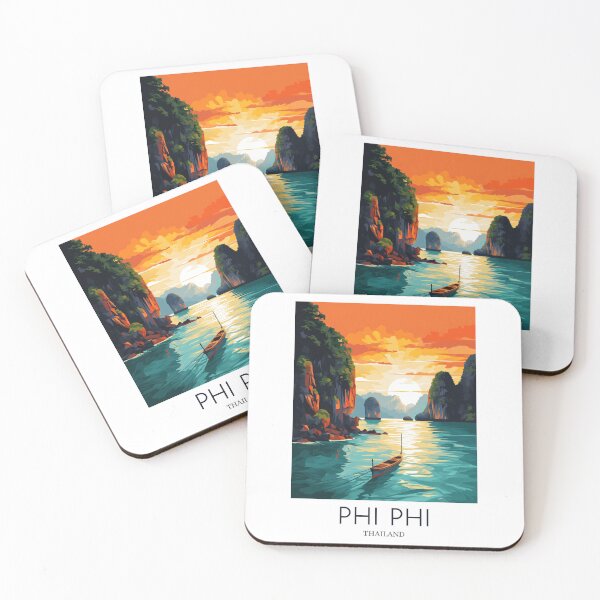 Item preview, A Pop Art Travel Print of Phi Phi Islands - Thailand designed and sold by StudioRedKoala.
