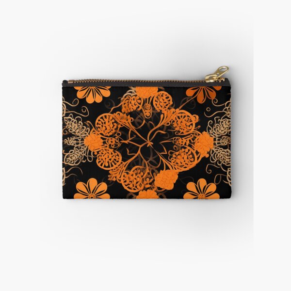 Artikelvorschau, Buntes Fantasiemuster orange schwarz  Ornamente Spitzenmuster entworfen und verkauft von G-M-Designs.