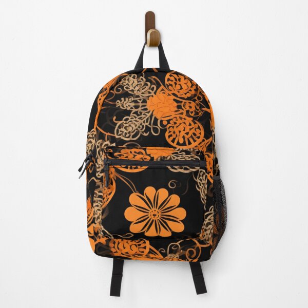 Artikelvorschau, Buntes Fantasiemuster orange schwarz  Ornamente Spitzenmuster entworfen und verkauft von G-M-Designs.