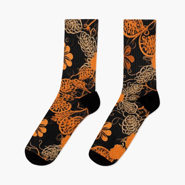 Artikelvorschau, Buntes Fantasiemuster orange schwarz Ornamente Spitzenmuster entworfen und verkauft von G-M-Designs.