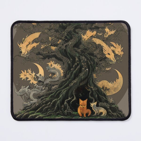 Item preview, Japanese Kitsune Tree of Half-Moons and Foxes designed and sold by HideTheInsanity.