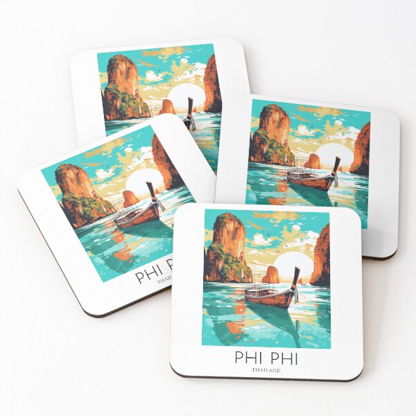Item preview, A Pop Art Travel Print of Phi Phi Islands - Thailand designed and sold by StudioRedKoala.