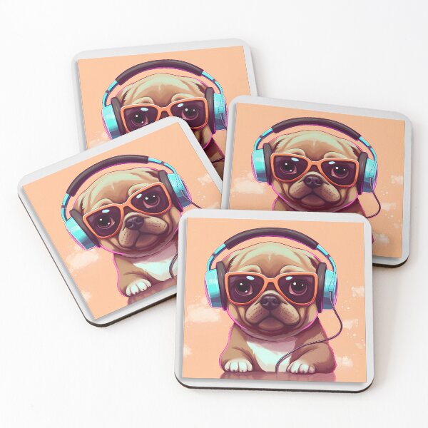 Item preview, Pug Wearing Headphones 3 designed and sold by Jdelgado813.