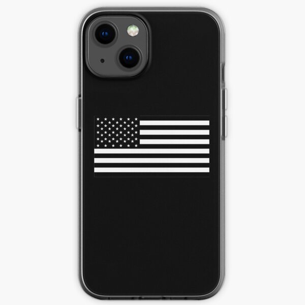 American Flag. STARS & STRIPES. USA, America, Americana, Funeral, Mourning, in Mourning, Black on Black. iPhone Soft Case