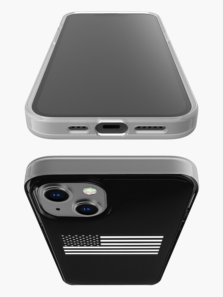 Alternate view of American Flag. STARS & STRIPES. USA, America, Americana, Funeral, Mourning, in Mourning, Black on Black. iPhone Case
