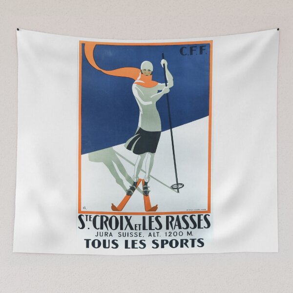 Item preview, Art Deco Lady Ski Poster designed and sold by Sasha Art Gallery.