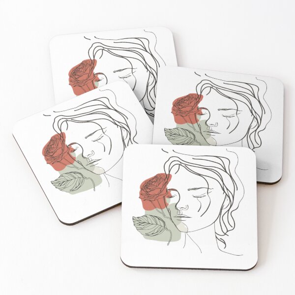 Item preview, Minimalist design of woman and a rose designed and sold by KukiStickers.