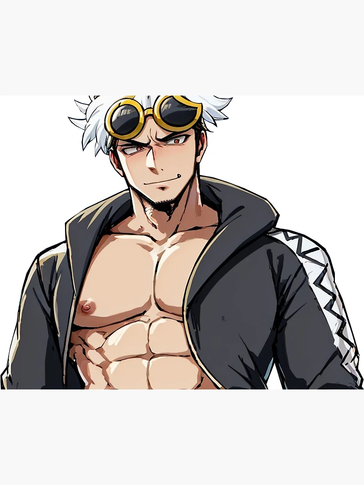 giddy-camel571: Muscular anime men who are shirtless with cool hair and a  smirk