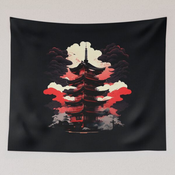 Item preview, red apocalypse japanese pagoda designed and sold by apicon.