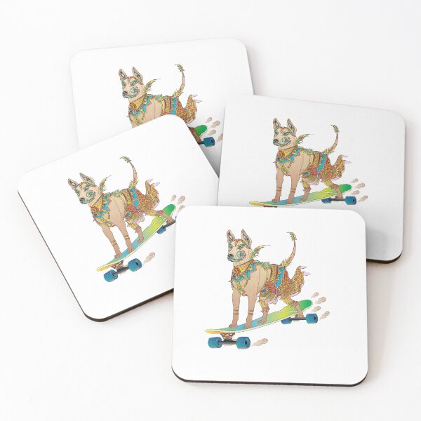 Item preview, Skating Dog, wearing Thai dress, Dog Warrior, Siamese buffalo, Modern Thai Art, Thai literature, Souvenir, Amazing Thailand designed and sold by Kasalongdesign.