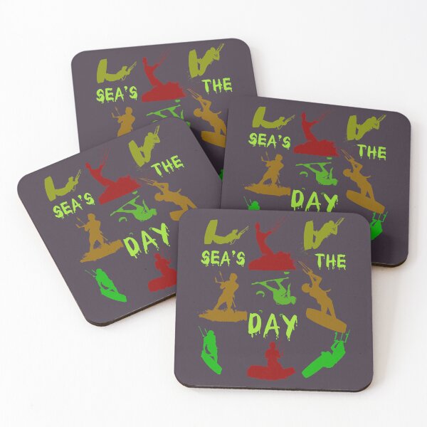 Item preview, Kitesurfer Silhouette Pattern With Seas The Day Quote 4 designed and sold by taiche.