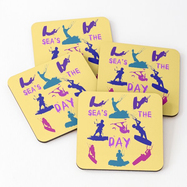 Item preview, Kitesurfer Silhouette Pattern With Seas The Day Quote 5 designed and sold by taiche.